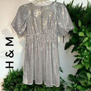 H&M Silver Sequin Kids Formal Dress Christmas Holiday Party